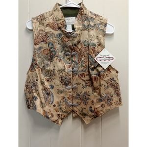 NOS Vintage Longhorn Women's western vest teal/brown/green detail (size M) NWT